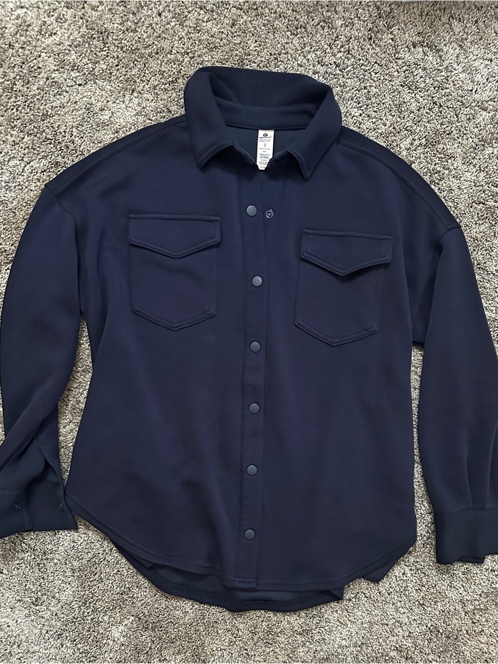 #165 90 Degree By Reflex Navy Long-Sleeve Button-Down Shirt Jacket - Picture 2 of 8